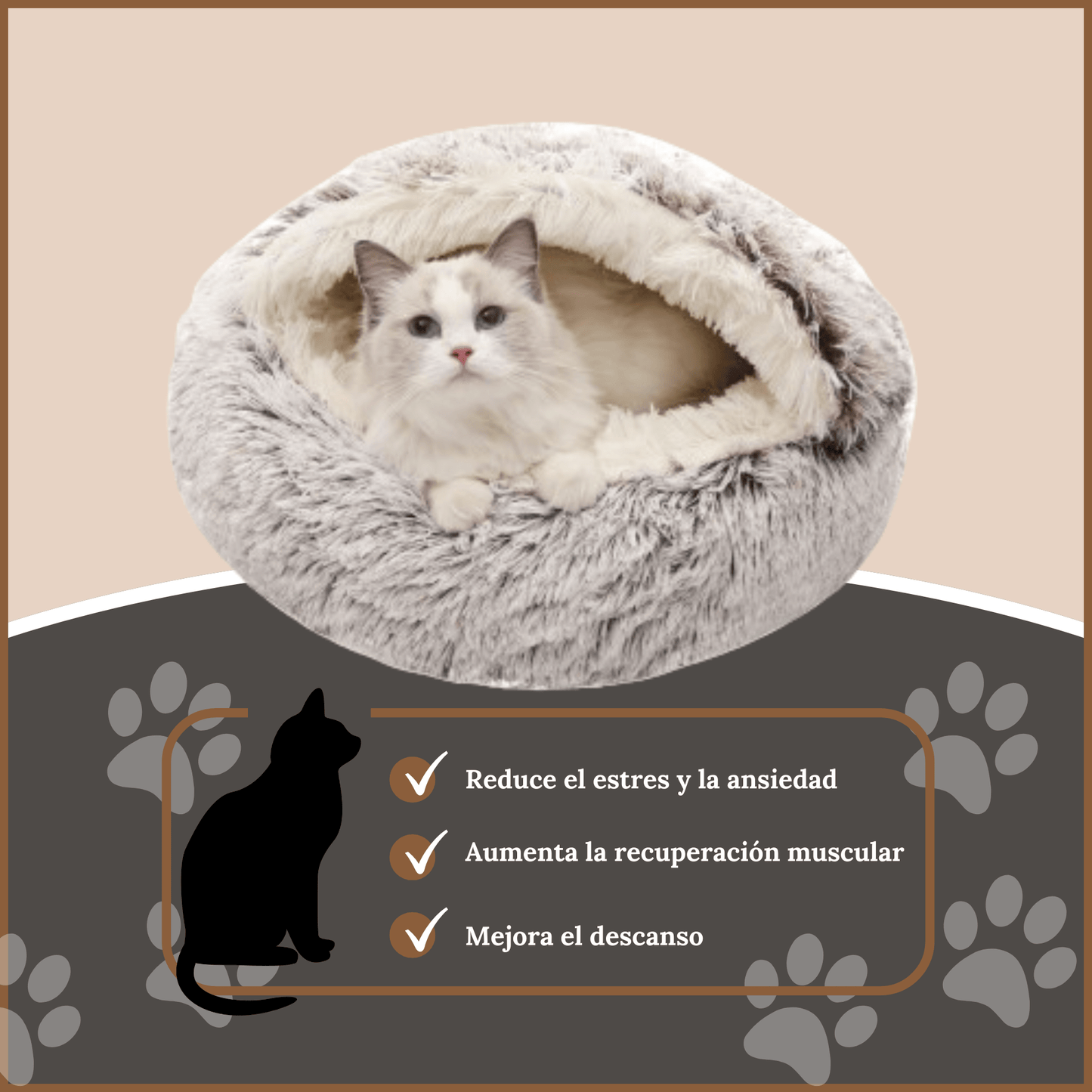 Cama antiestrés para gatos. - MellowcatCam - Azu - 40cCama antiestrés para gatos.