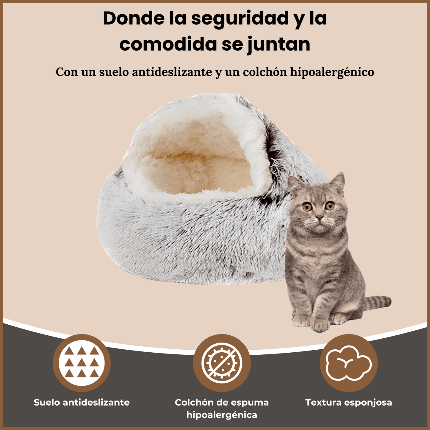 Cama antiestrés para gatos. - MellowcatCam - Azu - 40cCama antiestrés para gatos.